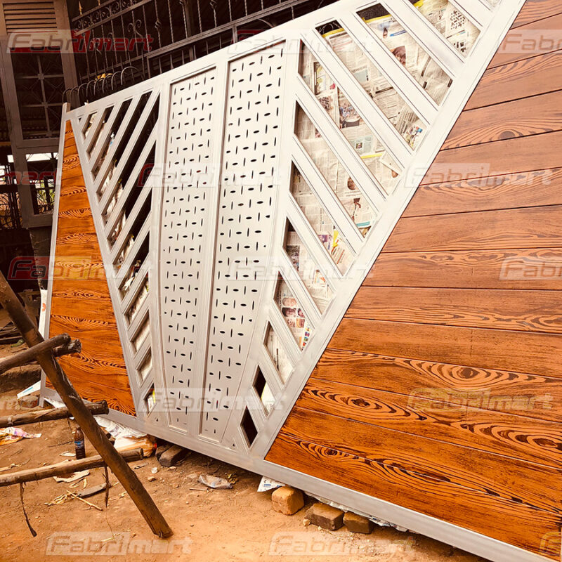 Wood-finish sliding gates in Uganda